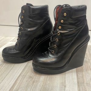 Marc by Marc Jacobs Black Wedge Heel Ankle Boots